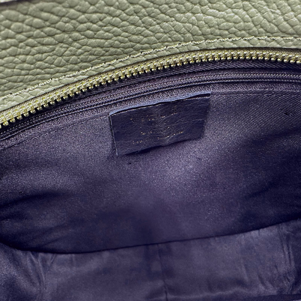 Crossbodybag Sly leather olive green, shoulder bag, saddelbag design,inside